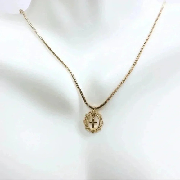 Gold Cross Necklace for woman | Dainty Cross Necklace | CZ Pendant Cross Pendant - Picture 5 of 8